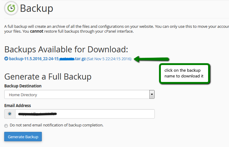 Gerando 1 Backup no servidor ME host. - Aqui temos um espaço ensinando como efetuar o backup no servidor de hospedagem da ME host.